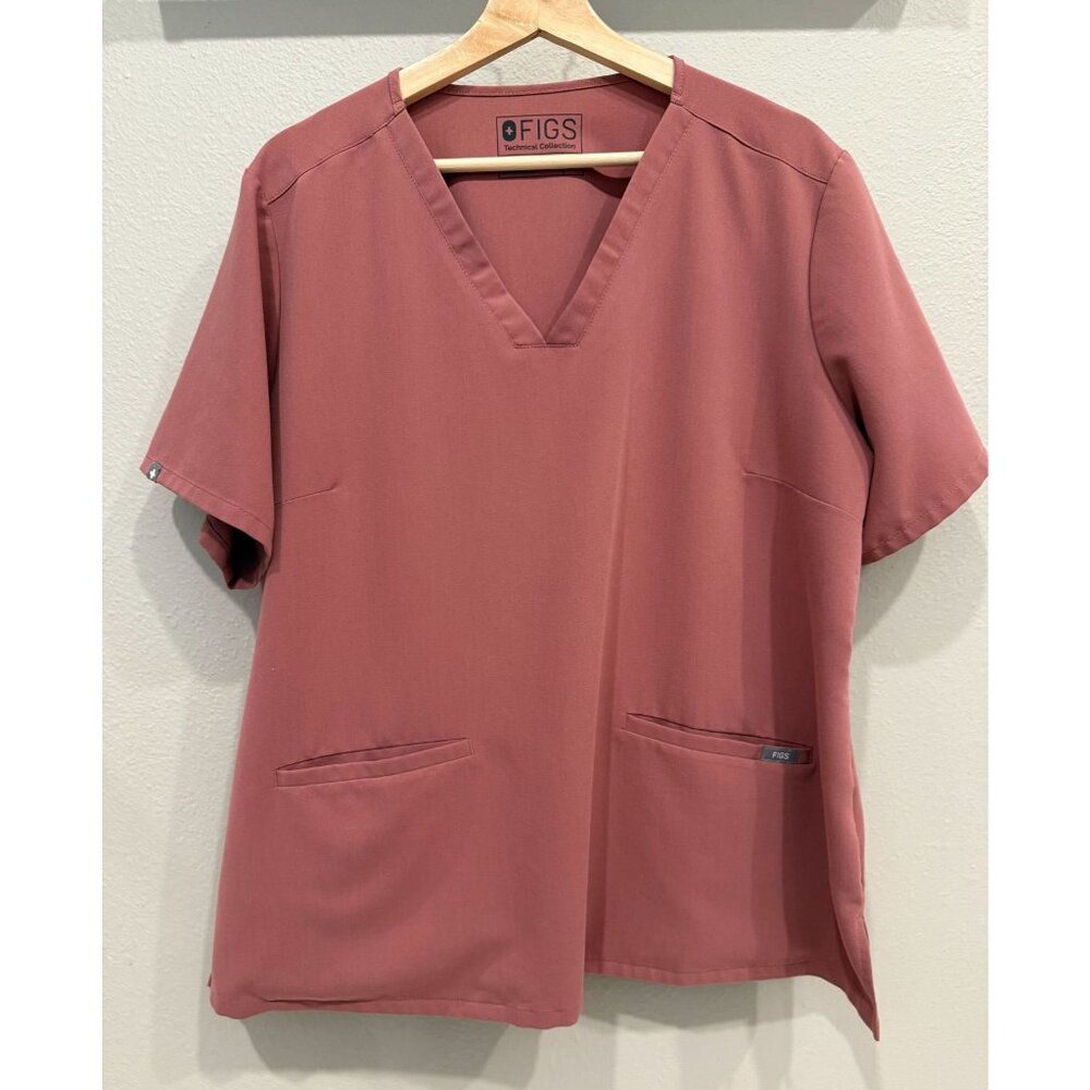 Figs Women's Mauve Casma Scrub Top XXL Pockets Short Sleeves Workwear